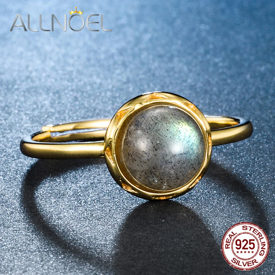 ALLNOEL Лидер продаж стерлингового серебра 925 серебро лабрадорит кольцо с камнями