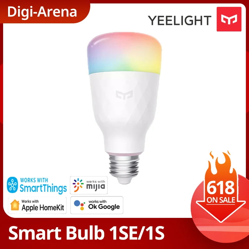 Умная Светодиодная лампа Yeelight умная 1S/1SE цветная 800/650 люмен E27 для mi home App Google