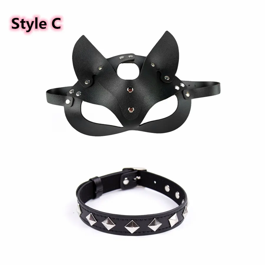 Сексуальные костюмы из эротической кожи с кошачьими ушками маска аксессуары