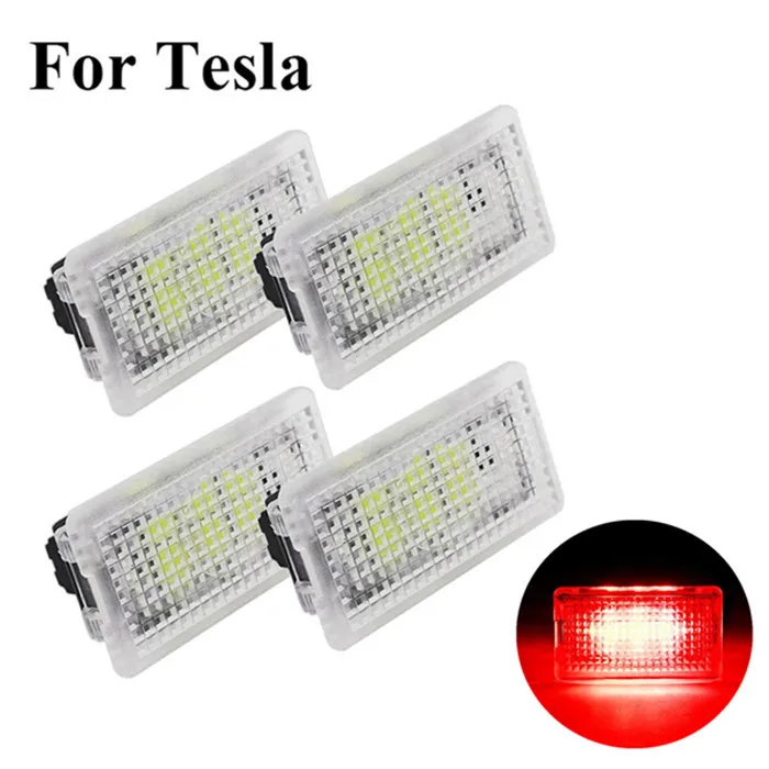 

4PCS Red LED Car Interior Lights Bright Trunk Door Step For Tesla Model S 3 X LED Car Interior Lights
