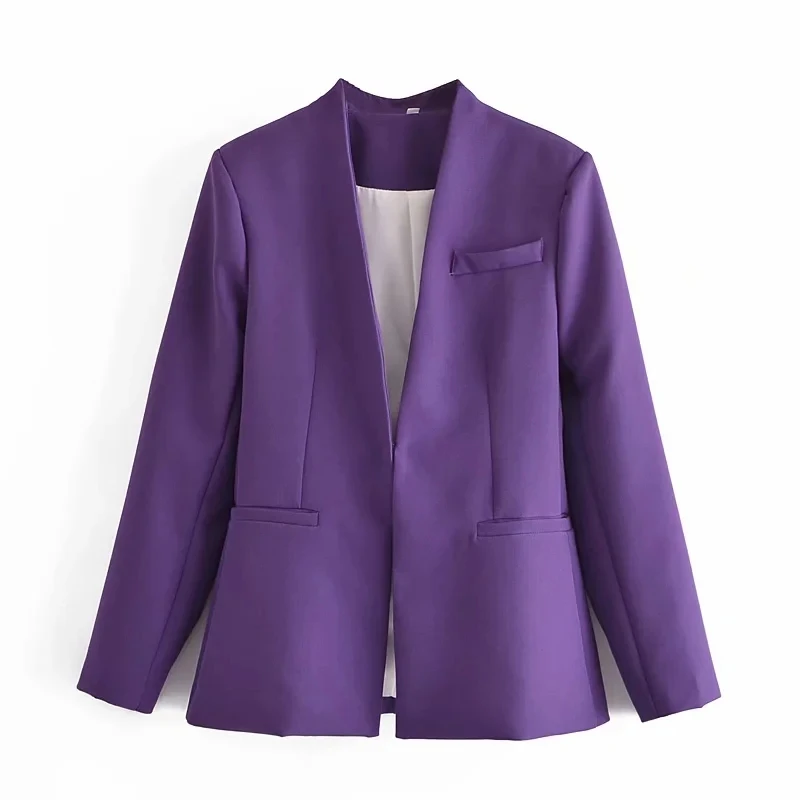 

Za 2021 Spring autumn women high quality OL Office casual coat Candy colors Suits jacket Long Sleeve Outerwear pocket Blazer