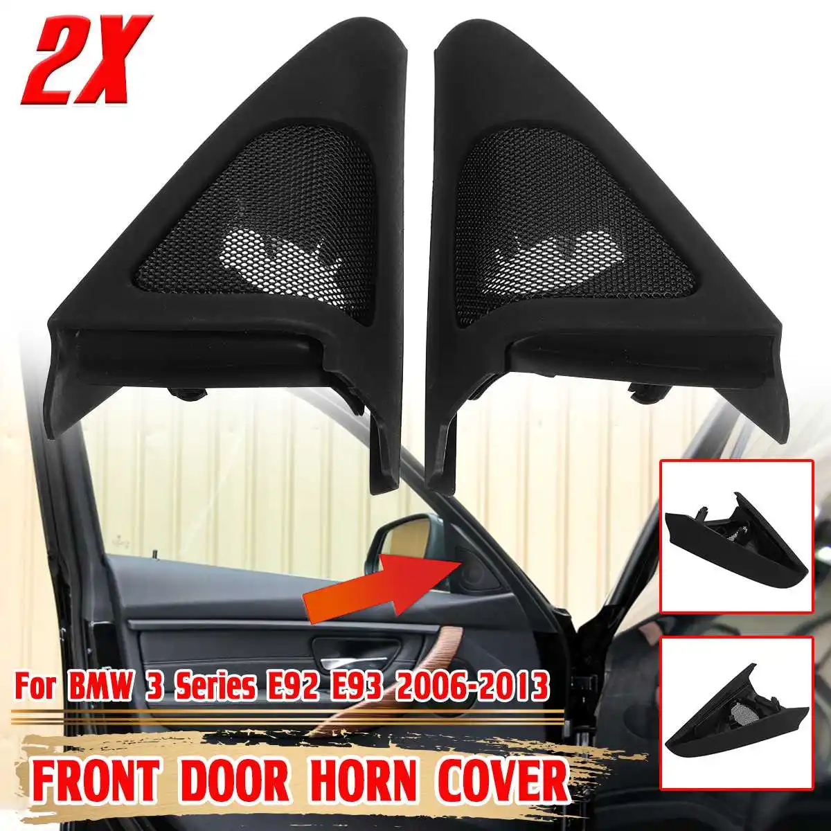 

High Quality Car Tweeter Covers For BMW 3 Series E92 E93 2006-2013 Car Front Door Speakers Audio Trumpet Cover Trim With Foam