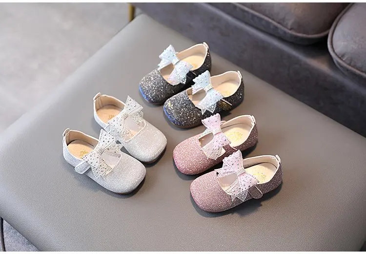 bata children's sandals Children Shoes Girl Leather Shoes New Spring/Autumn Bow Fashion Baby Princess Shoes Non-slip Soft Sole Casual Sneakers E537 children's sandals