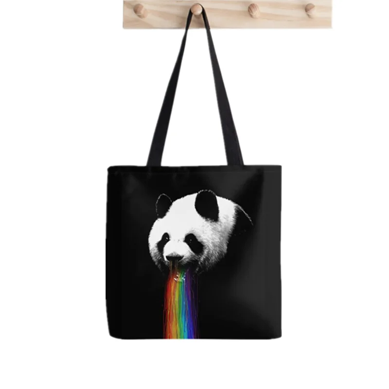

Женская холщовая сумка-шоппер с радужным принтом в стиле Харадзюку