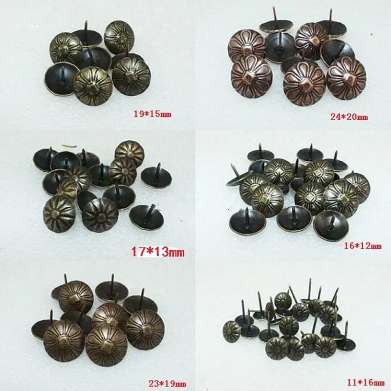 

Iron Upholstery Nail Antique Jewelry Case Box Sofa Decorative Tack Stud Pushpin Decorative Furniture Nails With Flower,50Pcs