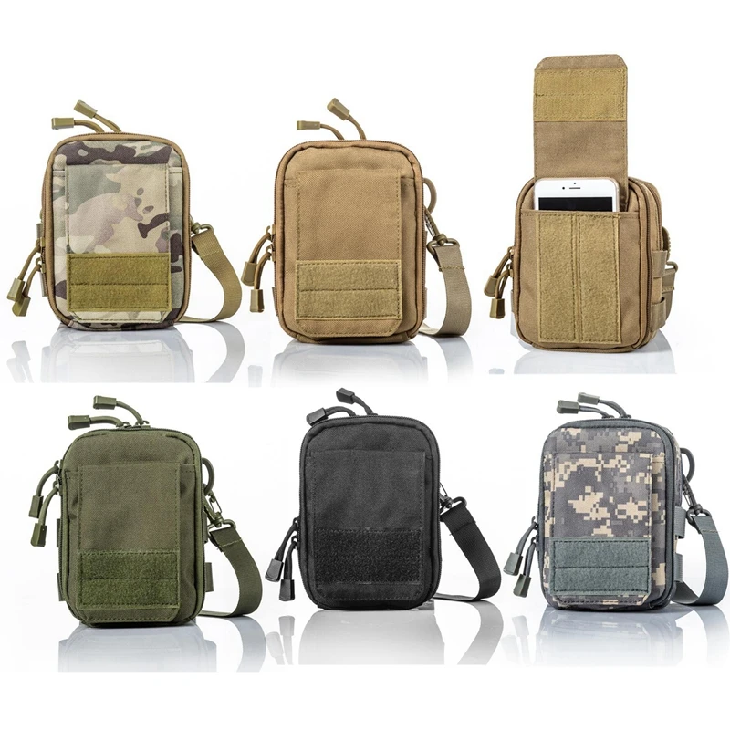 

Tactical Molle Cell Phone Pouch Military Waist Bag EDC Tool First Aid Kit Bag with Shoulder Strap Hunting Laser Flashlight Pouch