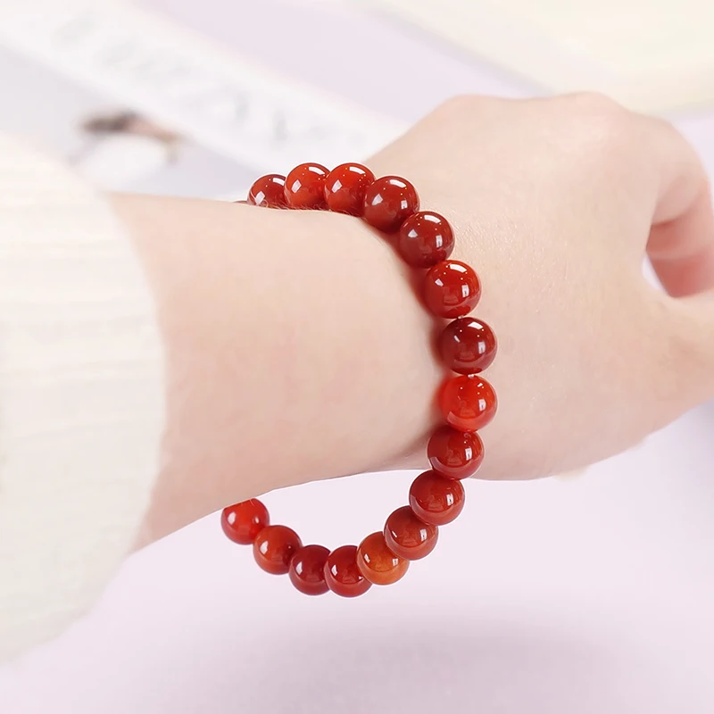 Браслет из натурального красного агата JD бусины 8 мм браслеты Южно-красного для