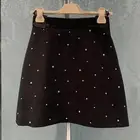 Модная куртка с надписью Mini Юбки половина-Длина юбка Сексуальная юбка А-образного силуэта вечерние юбка Vestidos черный тренд; Женская обувь из бисера с высокой талией Роскошные юбка