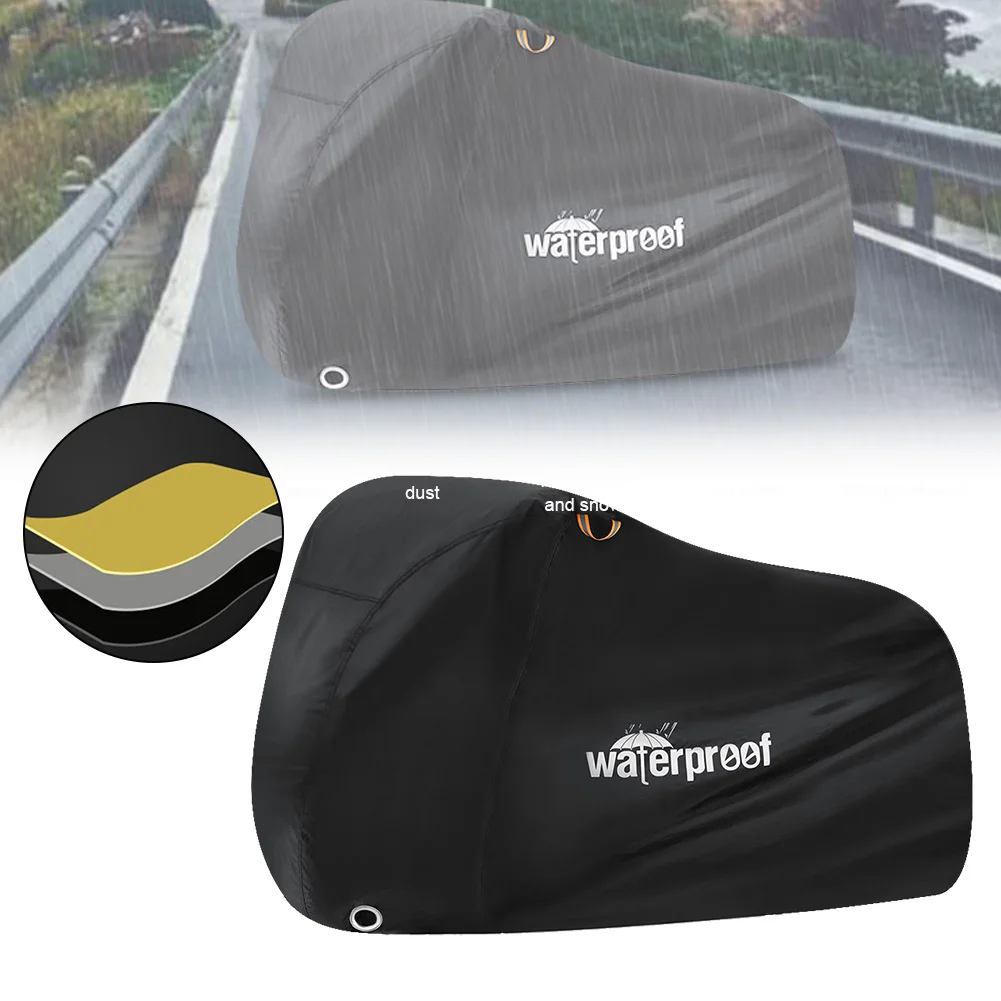 

Outdoor Bike Motorcycle Cover Waterproof UV Protection Heavy-Duty 210T Fabric with Lock Hole for MTBs Road Bikes