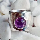 Женское кольцо с натуральными фиолетовыми камнями, серебро 925 пробы, размер 5-11