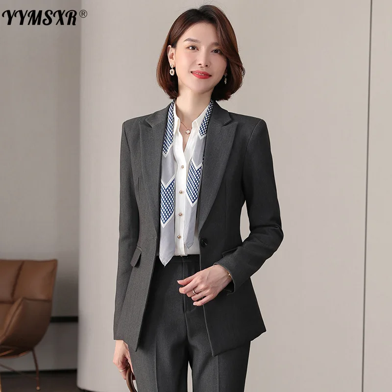 Офисный костюм абрикосового цвета из двух предметов новинка 2022 осенне-зимняя