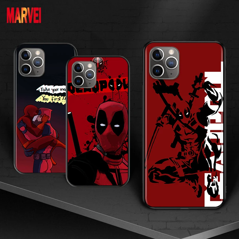 

Soft TPU Cover Hot Cool Marvel Deadpool for Apple iPhone 12 11 SE XS XR X 7 8 6 5 S mini Plus Pro MAX 2020 Black Phone Case