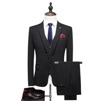 jacket vest pants new boutique stripe casual business blazers mens suit groom wedding dress performance tuxedo male s 5xl