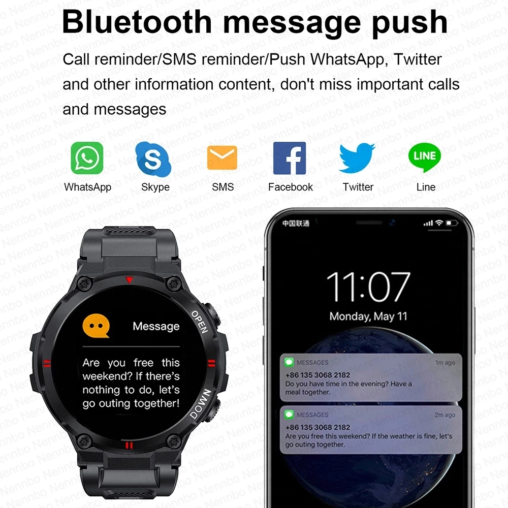 

Battiphee K22 Smart Watch Men Military Sports Fitness Tracker Bluetooth Call Music Control Phone Smart Watch Waterproof Women