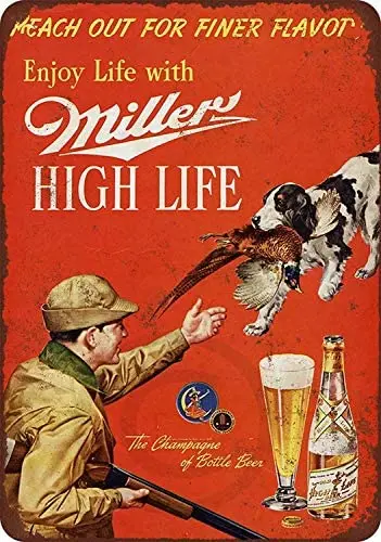 

Miller Beer and Pheasant Hunting Retro Metal Tin Sign Plaque Poster Wall Decor Art Shabby Chic Gift Suitable 12x8 Inch