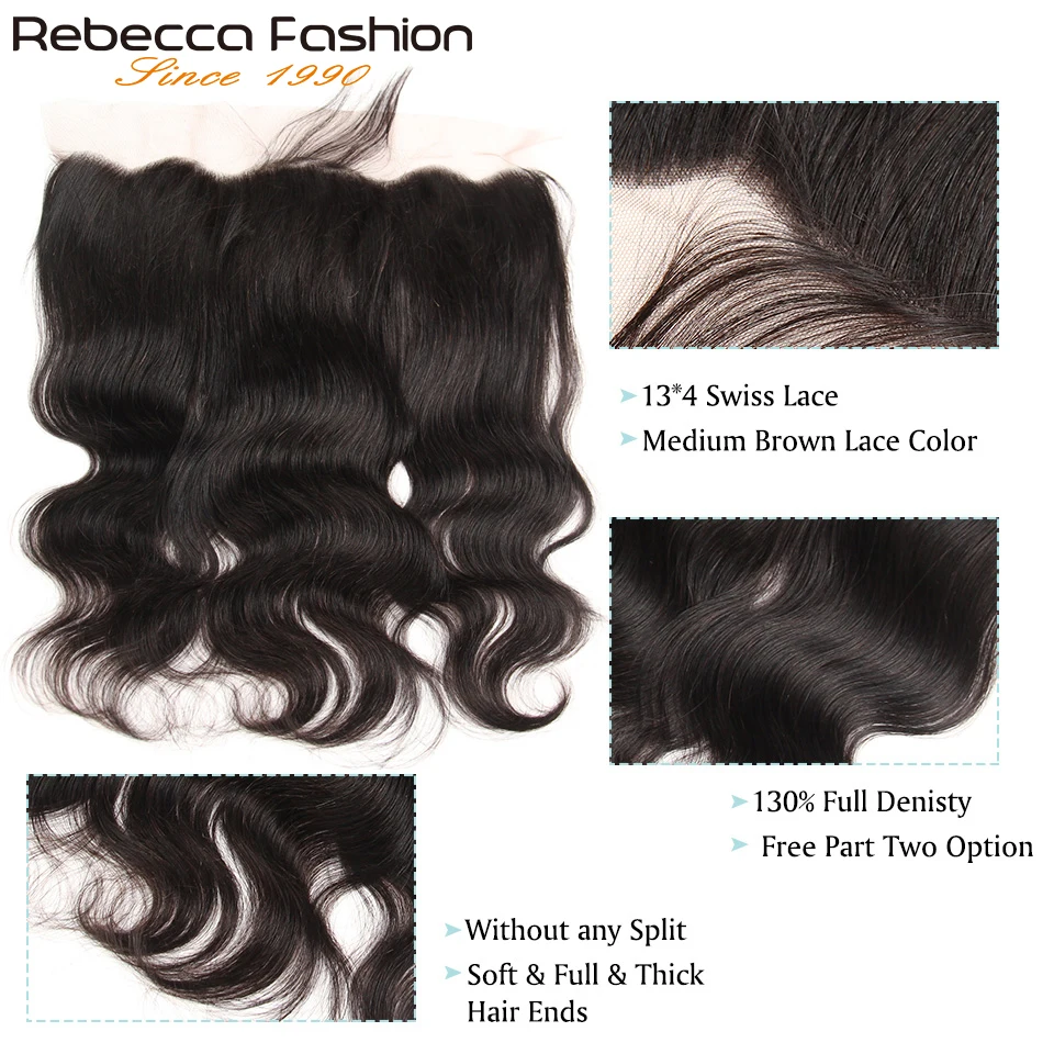 Rebecca бразильские волнистые пряди с фронтальной кружевной застежкой Remy
