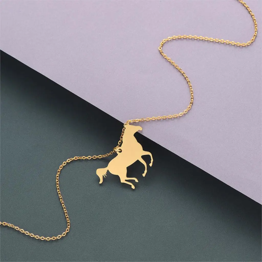 Kinitial ожерелье с лошадью из нержавеющей стали модное мультфильма ювелирные