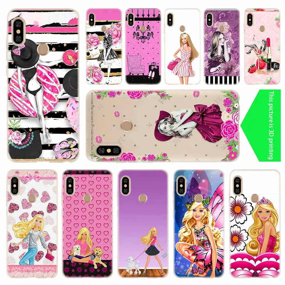 Розовый женский силиконовый прозрачный мягкий чехол из ТПУ для Xiaomi Redmi Note 10 9 8 7 6 5