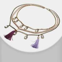 amorita boutique vintage trendy multichains purple crystal necklace