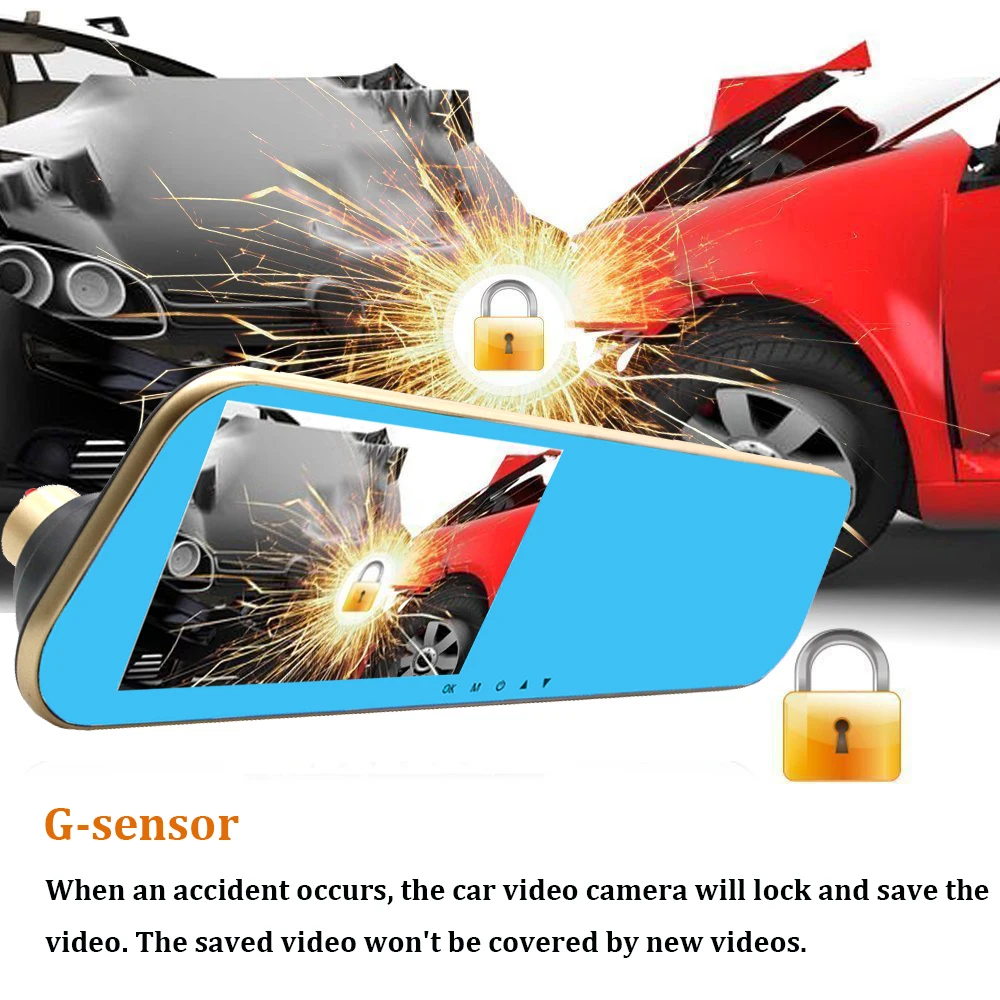 Автомобильный видеорегистратор с двумя объективами зеркало заднего вида