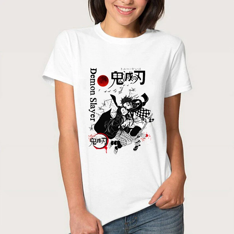 

Kimetsu No Yaiba T-shirt Harajuku T Shirt Ullzang Japanese Aesthetic Anime Print Top Tees Female Clothes 90s Girl Funny Tshirt