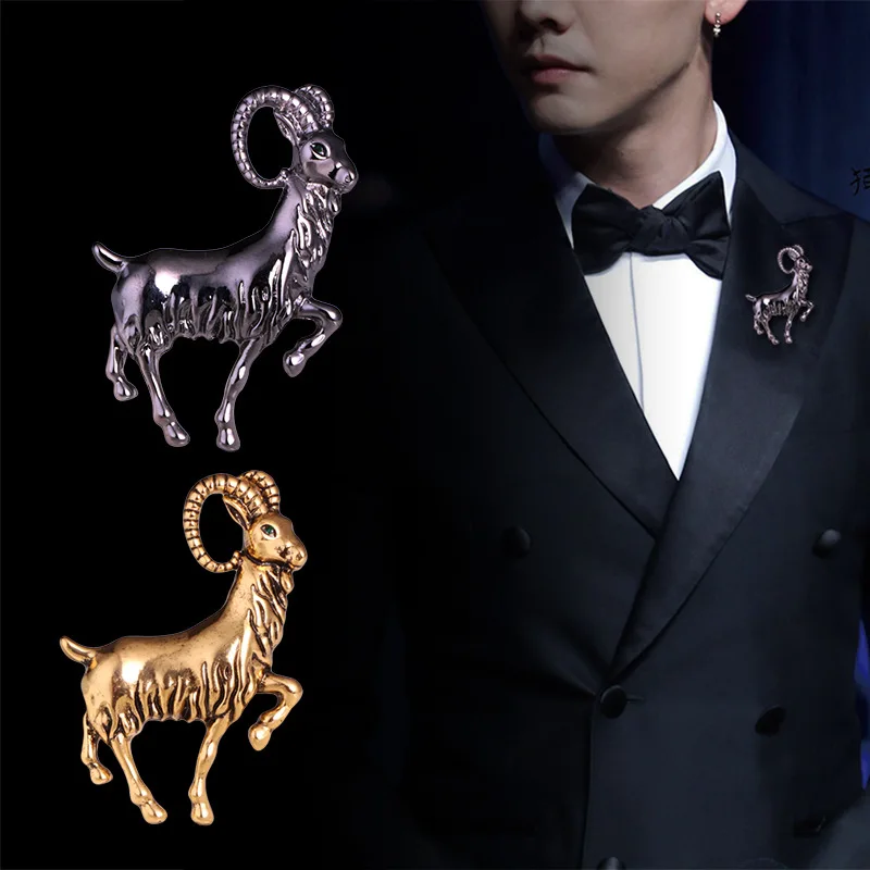 Мужская брошь Антилопа Эксклюзивная на лацкан в виде овец животных оригинальный