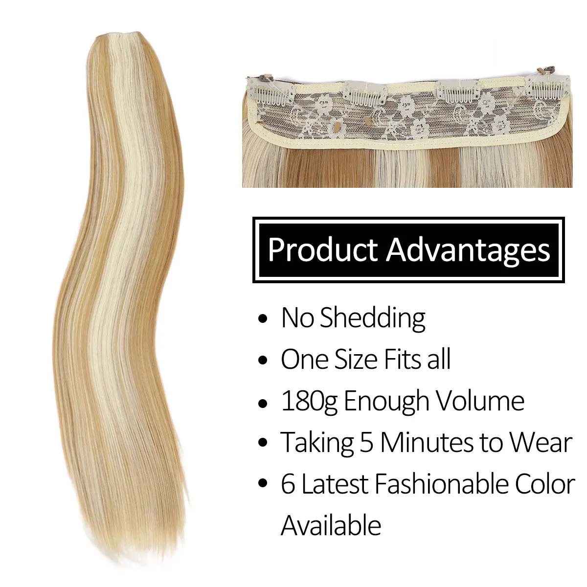 YAKI BEAUTY Straight Fish Line Hair Extensions Synthetic One Piece Invisible Wire Weft With 4 Clips Machine Made | Шиньоны и парики