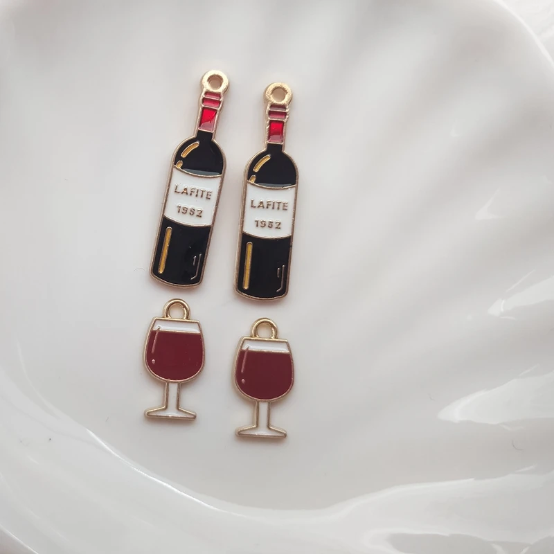 10 шт. эмалированные Подвески в виде бутылки вина и чашки для изготовления