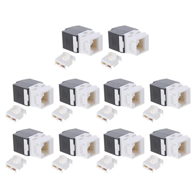 

10pcs Gigabit RJ45 CAT6 Keystone Jacks Modules Tool-free Connection Cable Adapter