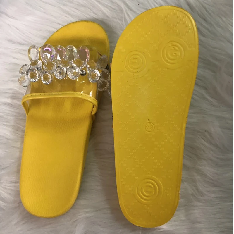 

Women Slippers Crystal Shoes Platform Flat Sole Flip Flops Beach Transparent Mules Ladies Slides Party Sandals Zapatos De Mujer