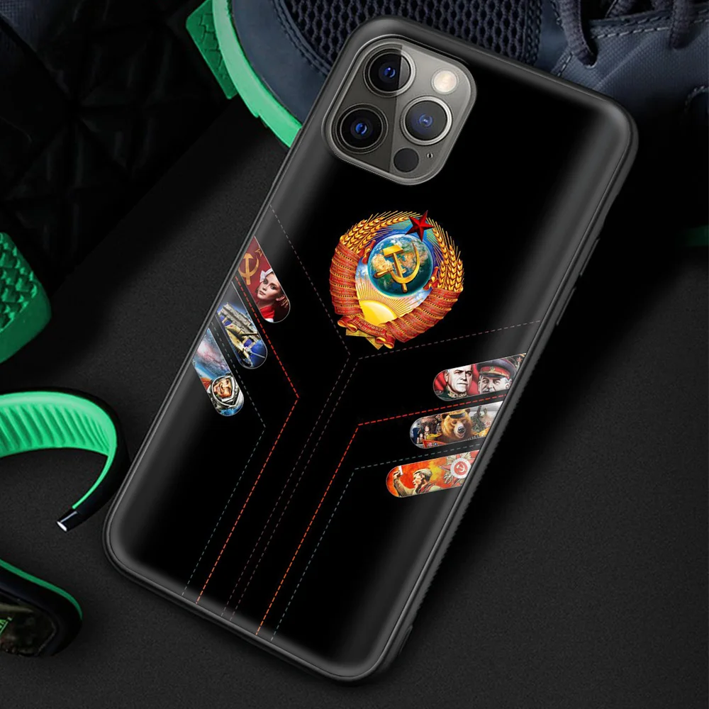 

USSR Flag Soviet Union Silicone Soft Cover for iPhone 12 11 Pro MAX Luxury Phone Case XR X XS MAX 8 7 6 6S Plus Coque Shell