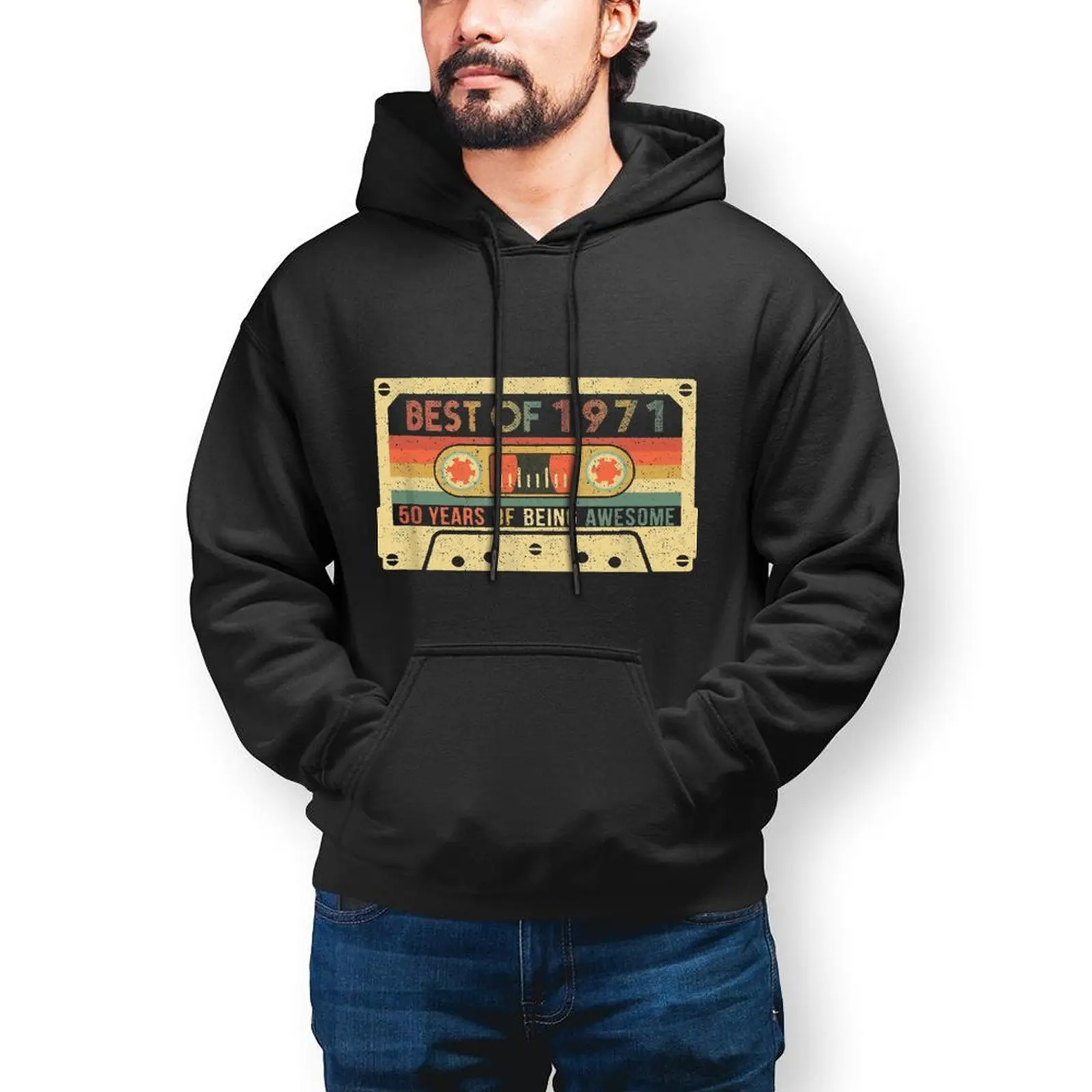 

Birthday Gift Best Of 1971 Cassette Tape Hoodies Vintage Cotton Streetwear Pullover Hoodie Autumn Big Popular Hoodie Mens