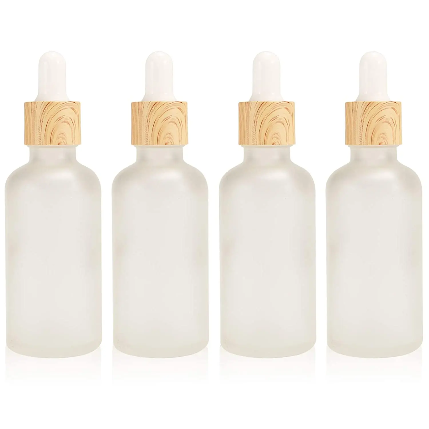 4pcs/50ml Frosted Glass Dropper Bottles Essential Oil Bottles With Eye Dropper Lids Perfume Sample Liquid Cosmetic Containers