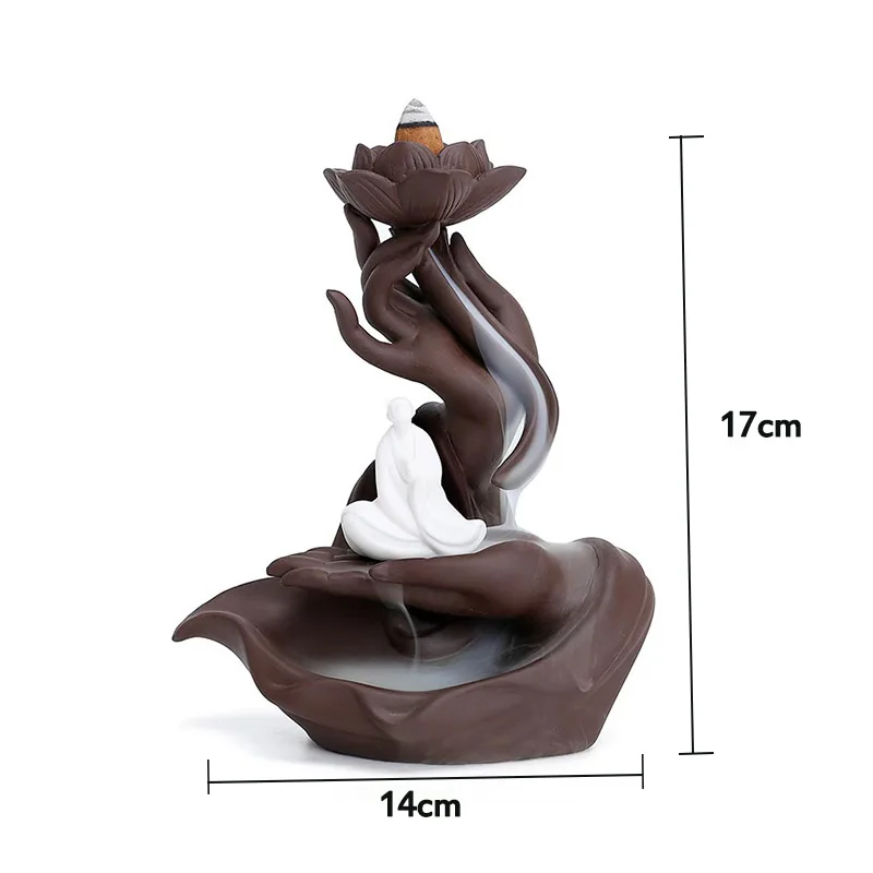 

with 10 pcs Incense cone Free Gifts Ceramic Backflow Incense Burner Incense Cones Stick Holder Smoke Waterfall Home Decor
