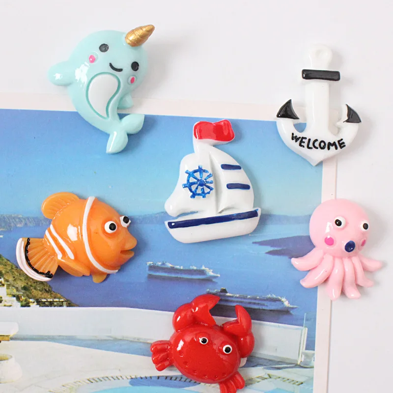 

Sea Element Refrigerator Pastes Mediterranean Style Colored Drawing Resin Magnetic Refrigerator Decoration Pastes