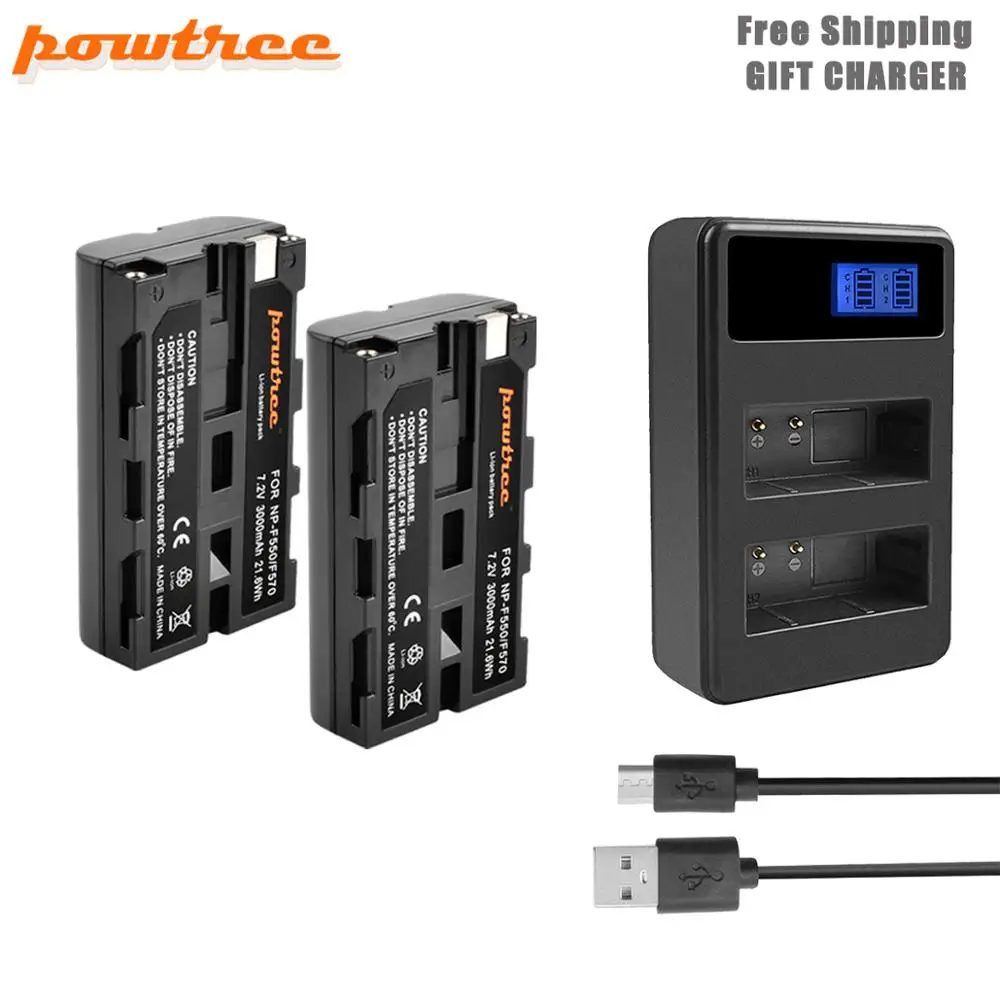 2X Battery-Charger Powtree NP-F550 NP F550 NPF550 Камера Батарея+ LCD Dual charger для sony NP-F330 NP-F530 NP-F570 NP-F730 Hi-8 GV-D200 D800 L50 - Цвет: 2X Battery-Charger