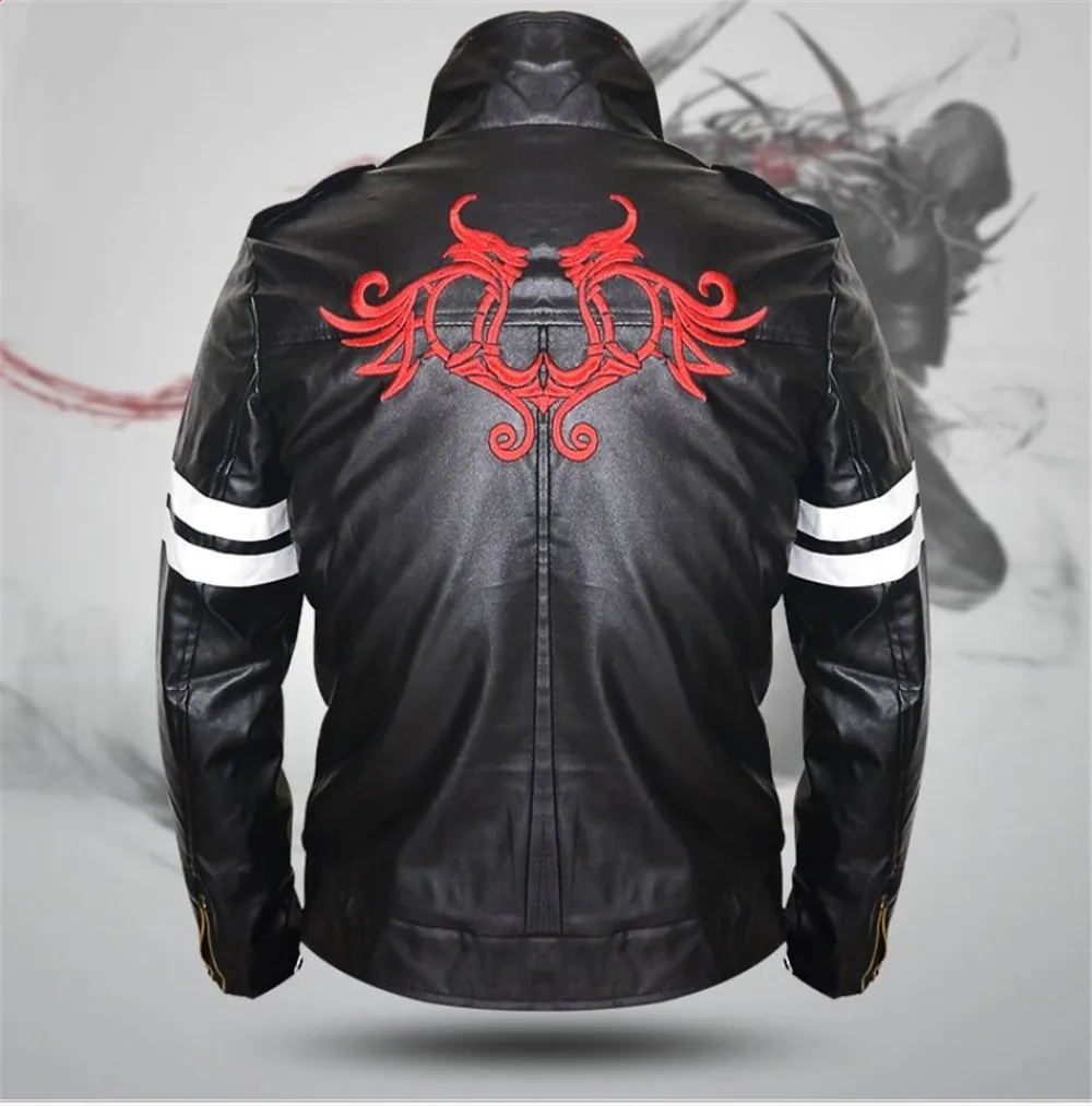 

Prototype Alex Mercer Black Leather Jacket Coat Dragon Embroidery Men's Jacket cosplay A brother coat leather jacket sweater