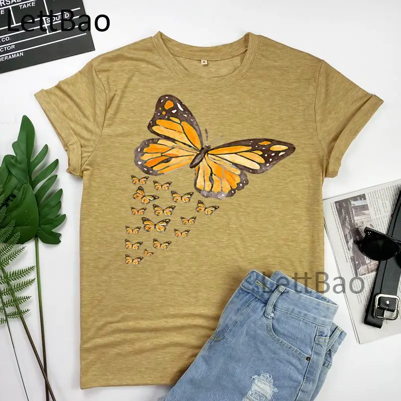 

Monarch Butterflies Butterfly T Shirt Women Summer Clothing Cotton Hipster Novelty Streetwear Short Sleeve O Neck Tee Shirts