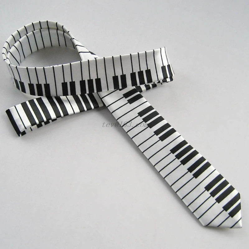 

Men's Black & White Piano Keyboard Necktie Tie Classic Slim Skinny Music Tie