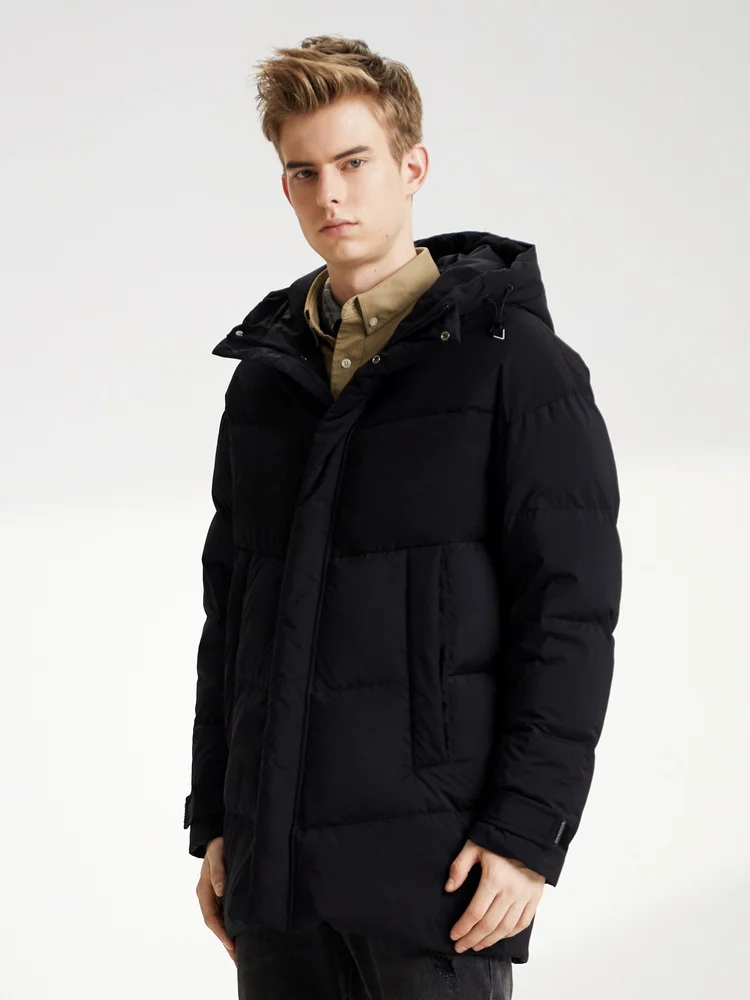 BOSIDENG мужской пуховик с капюшоном ветрозащитное зимнее теплое модное пальто