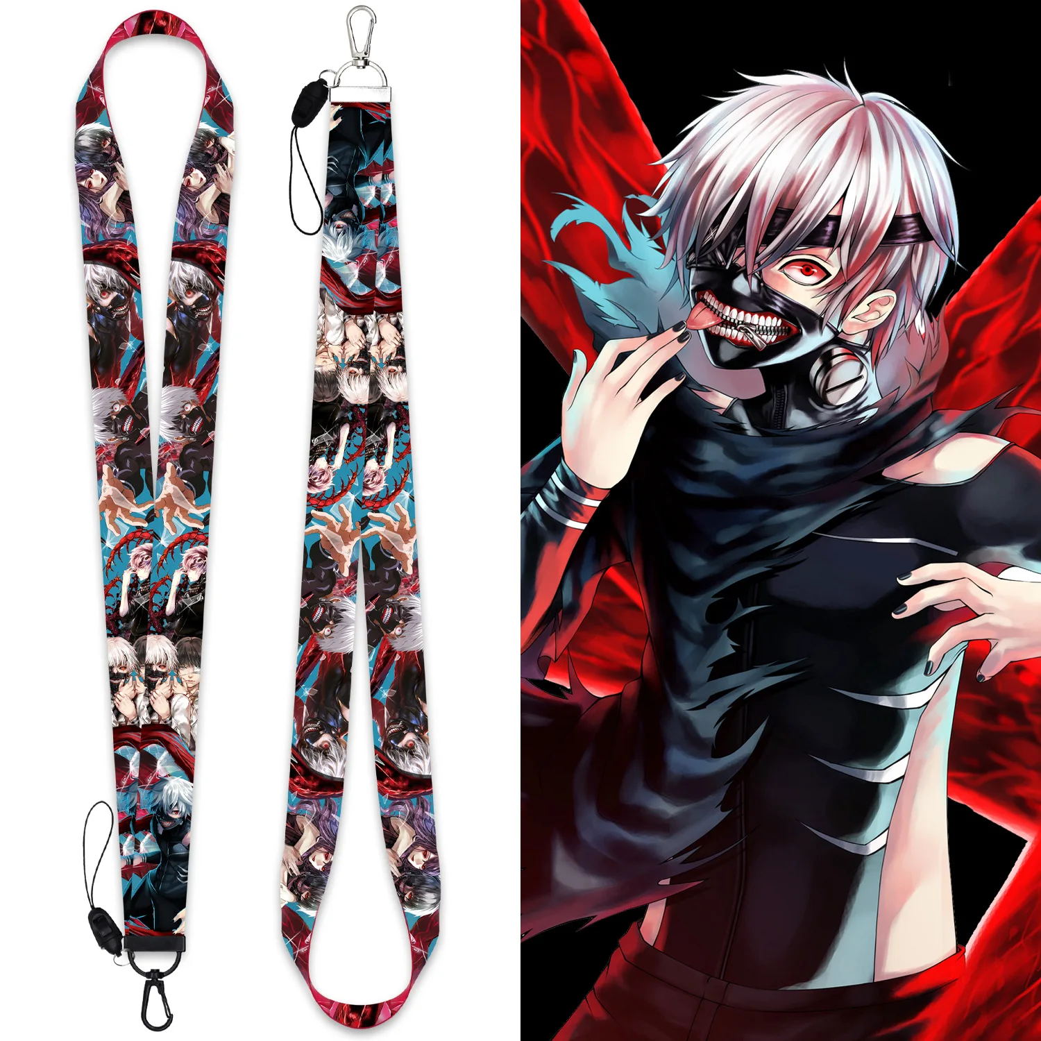 

Tokyo Ghoul Hand Rope Lanyard Key Chain Mobile Phone Strap Gym Bus Pass School Card Name Badge Holder Anime Jewelry Friends Gift