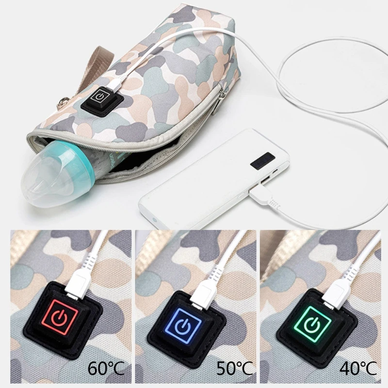Calentador de biberones port&aacute;til con USB para beb&eacute;, botella de alimentaci&oacute;n infantil, termostato, cubierta caliente para alimentos-0