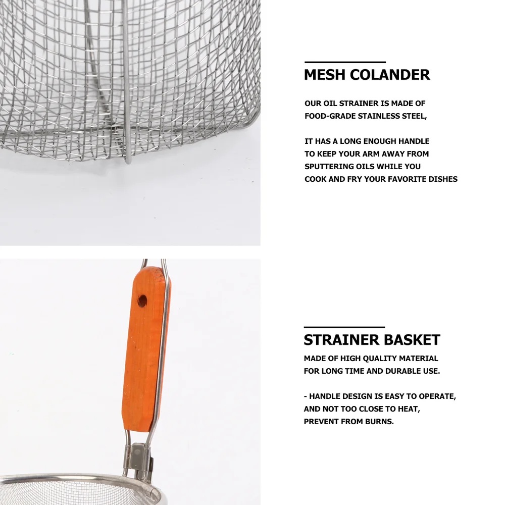 

2pcs Stainless Steel Mesh Spider Frying Oil Strainer Mesh Food Colander Net
