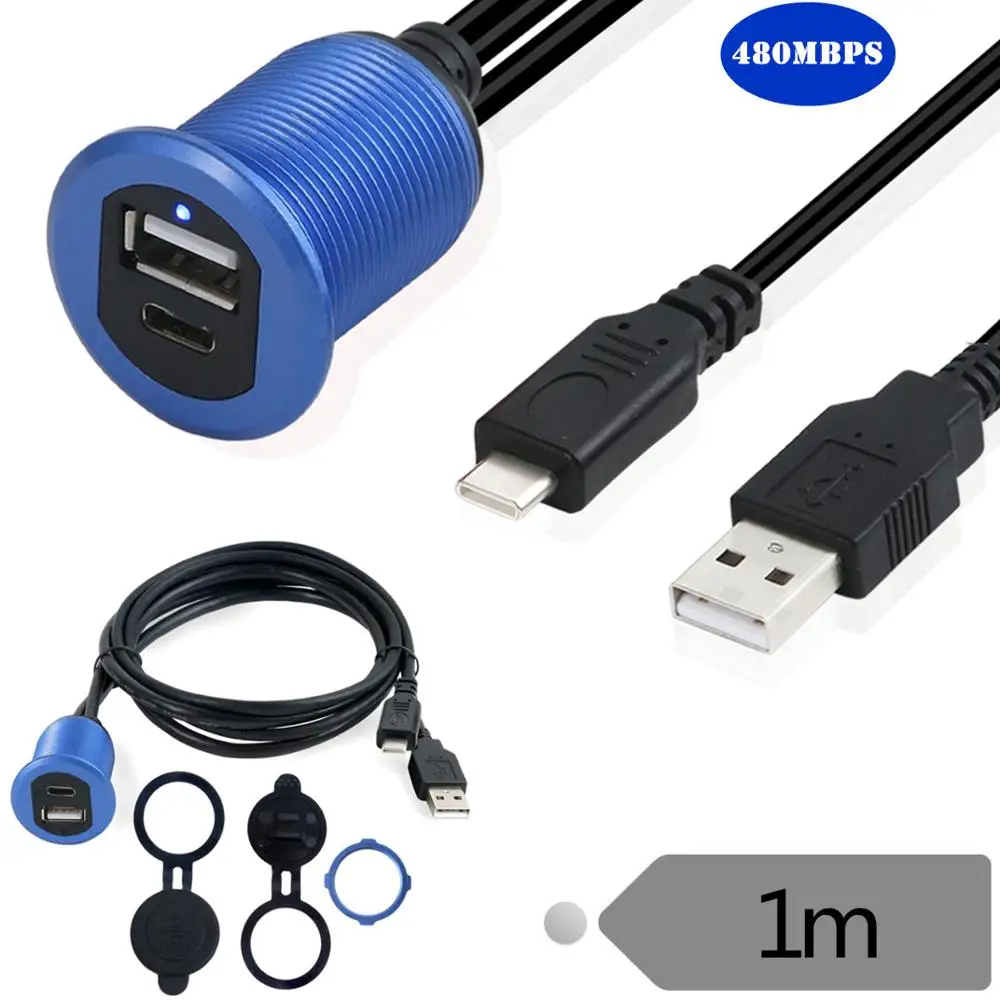 Кабель типа C 3 1 и USB 2 0 Папа-мама AUX автомобильный монтажный флеш-кабель