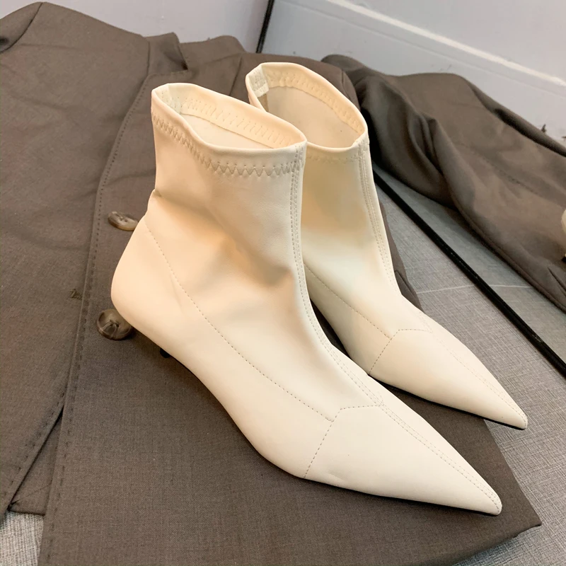 Демисезонные женские ботинки челси на высоком каблуке ботильоны ручной работы