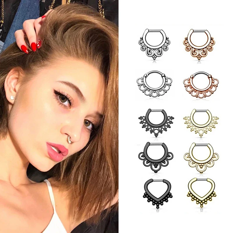 1 шт. медный носик кольцо Перегородка носа кольца пирсинг кликер Daith ухо