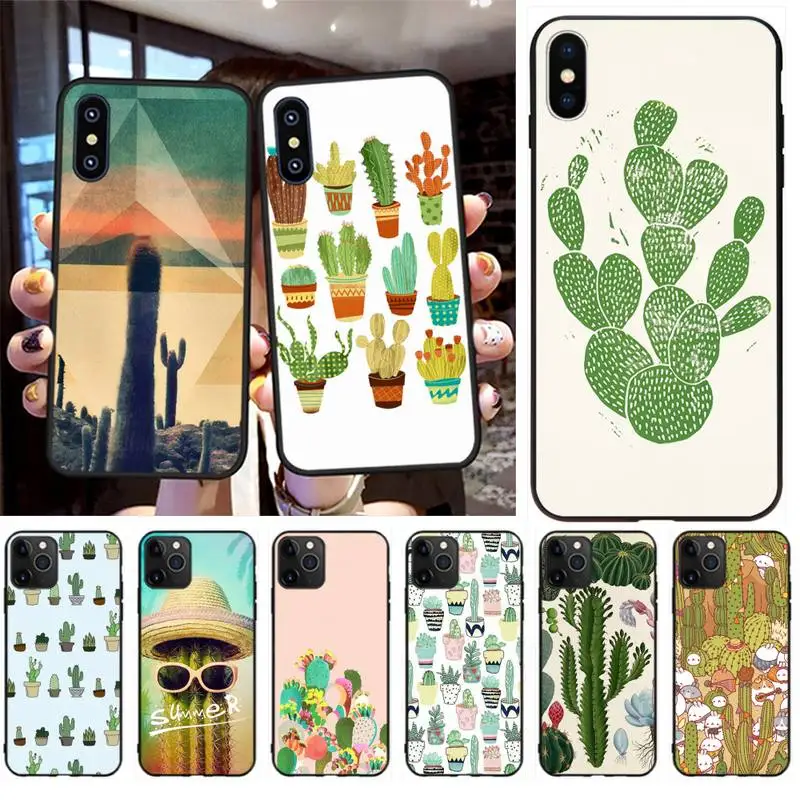 PENGHUWAN cactus plants summer Black TPU Soft Phone Case Cover for iPhone 11 pro XS MAX 8 7 6 6S Plus X 5S SE XR case | Мобильные