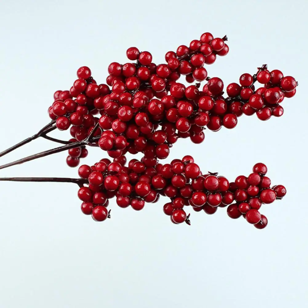 

Red 10Pcs Cute Xmas Tree Simulated Berry Stems Foam Berry Branches Bright-Coloured for Party