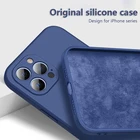 Жидкий силиконовый чехол для iPhone 13 12 Pro Max 13 Mini SE 2020 12Mini, Мягкий ТПУ защитный противоударный чехол-бампер с прямыми краями