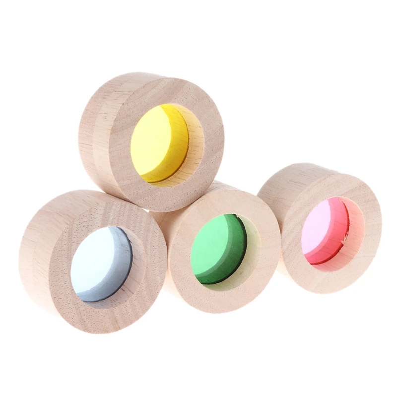 

Rainbow Acrylic Wooden Building Blocks Baby Educational Toy Montessori Kids toy High quality